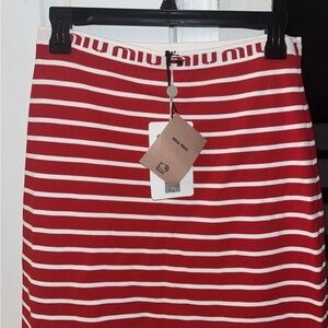 Miu Miu Striped Red and White Mini Skirt